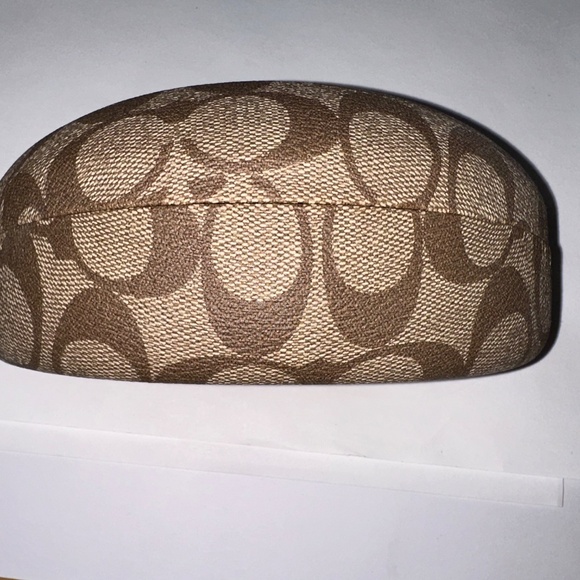 Coach Hard Eyeglasses Case – Brown Logo Clamshell with Cleaning Cloth - Picture 5 of 5